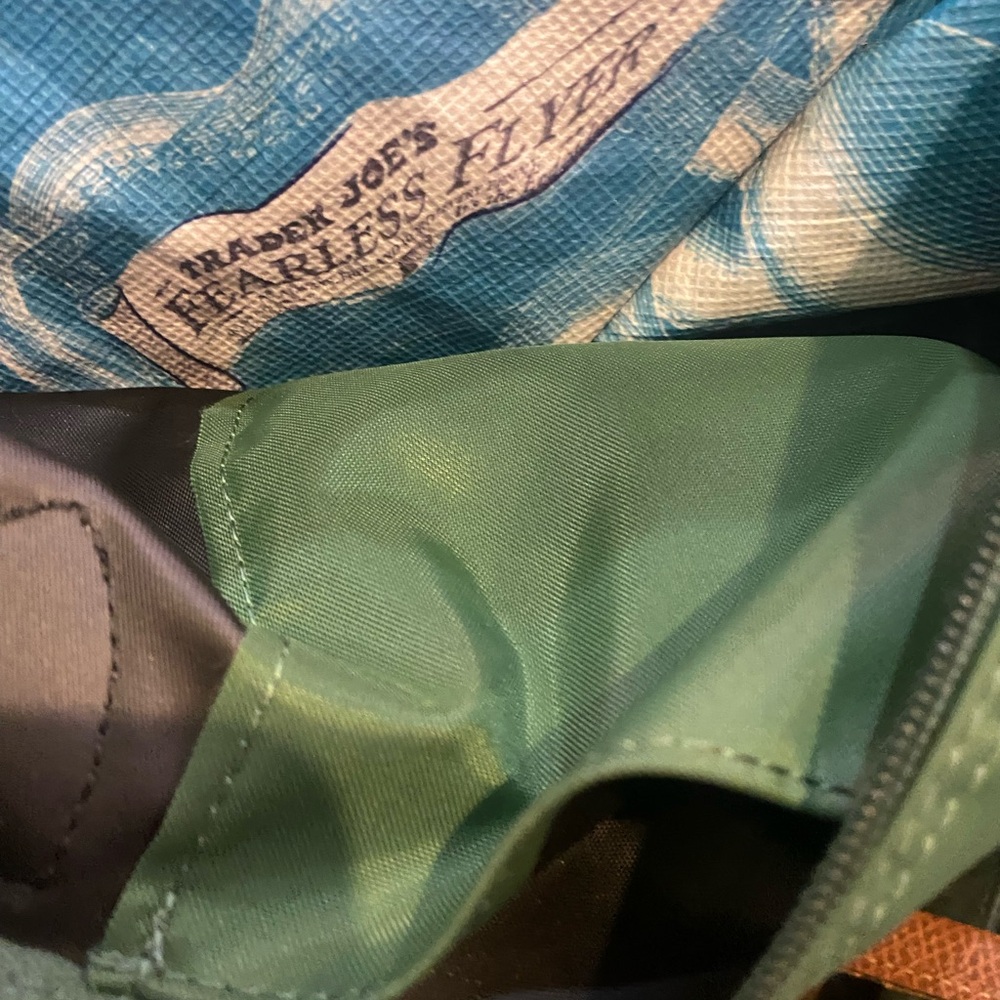 LONGCHAMP Frm ROMANIA GENUINE DEEP GREEN BROWN NYLON LEATHER GORG TOTE Bag LUX - Picture 5 of 13